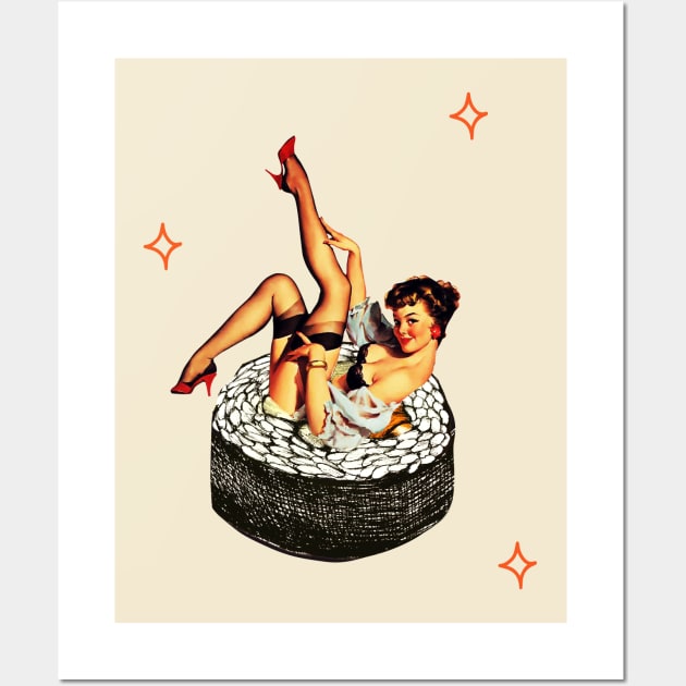 Sushi pin up girl Wall Art by Vintage Dream